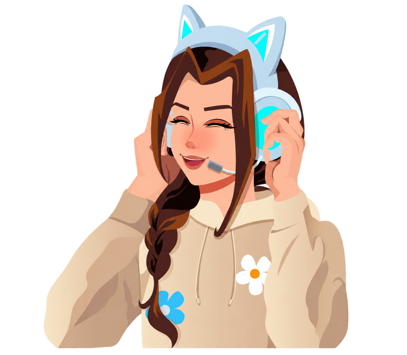 Ilustración de chica con audífonos